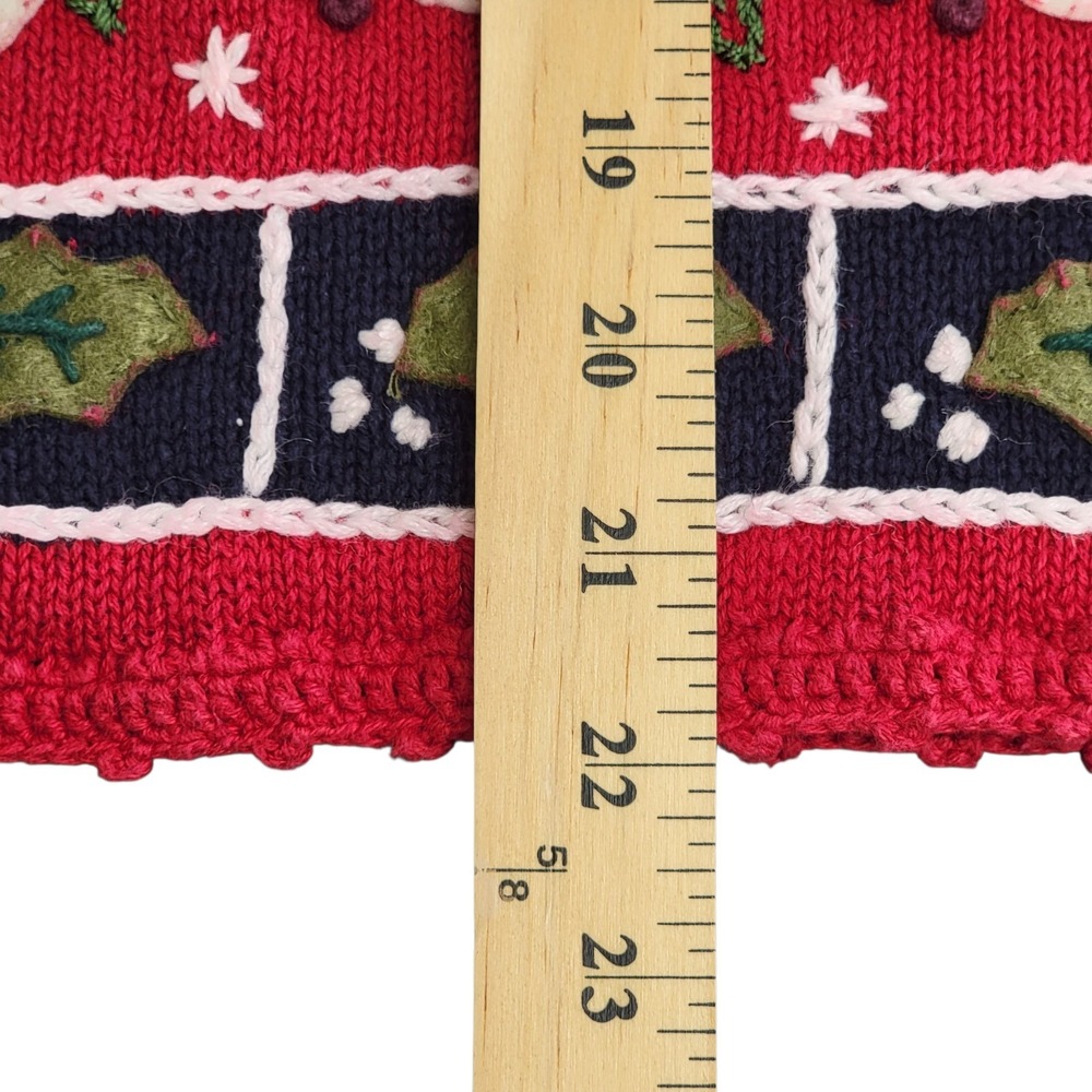 Vtg Tiara International 90s Christmas Cardigan Large Red Stocking Tree Button Up - Picture 12 of 13